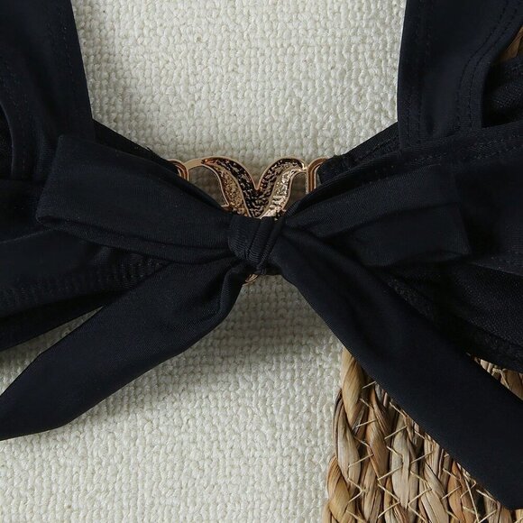 Black Cute Women's Sexy Starfish Decor Bikini Set - Picture 5 of 5